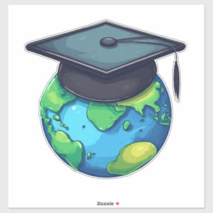 Wereldwijde opleiding en afstuderen: Wereld met ba Sticker