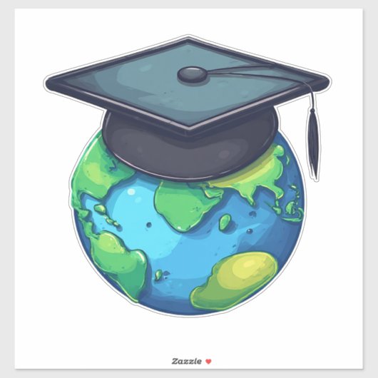 Wereldwijde opleiding en afstuderen: Wereld met ba Sticker (Vel)