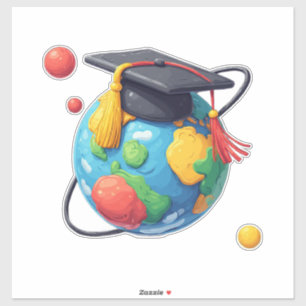 Wereldwijde opleiding en afstuderen: Wereld met ba Sticker