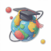 Wereldwijde opleiding en afstuderen: Wereld met ba Sticker (Voorkant)