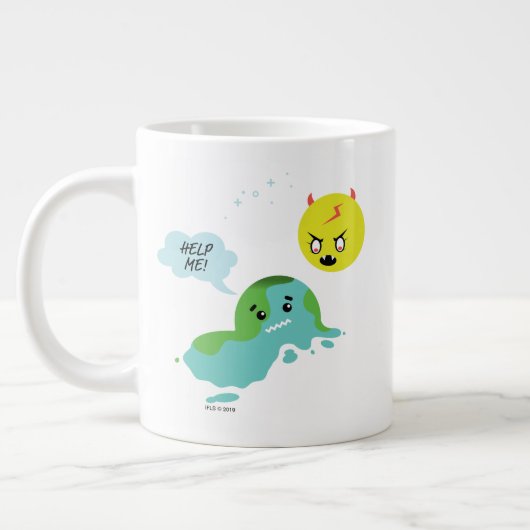 Wereldwijde opwarming grote koffiekop (Links)