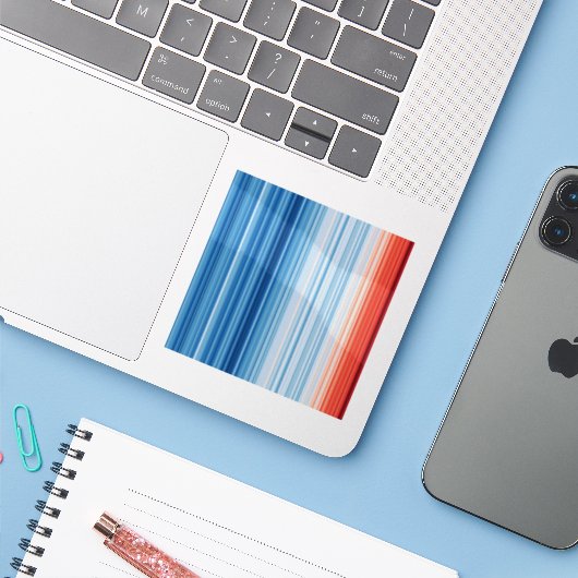 Wereldwijde opwarmingstemperaturen Klimaatverander Sticker (Laptop met iPhone)