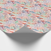 Wereldwijde reisetiketten over het gehele patroon cadeaupapier (Hoek)