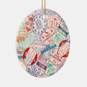 Wereldwijde reisetiketten over het gehele patroon keramisch ornament (Rechts)