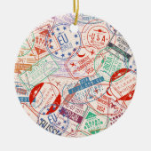 Wereldwijde reisetiketten over het gehele patroon keramisch ornament (Voorkant)