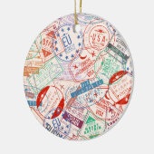 Wereldwijde reisetiketten over het gehele patroon keramisch ornament (Links)