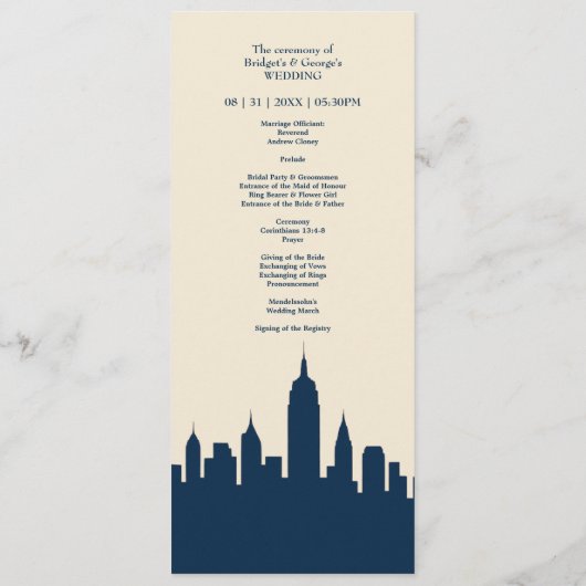 Wereldwijde Skyline bestemming liefde Trouwmenu Programmakaart (Achterkant)