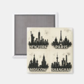 Wereldwijde Skyline-inkt iconische monochromatisch Magneet (Voorkant / Achterkant)