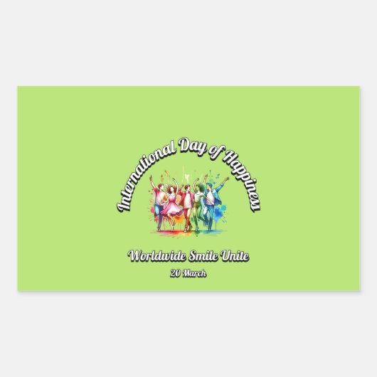 Wereldwijde Smile Unite. Dag van het geluk. Rechthoekige Sticker (Voorkant)