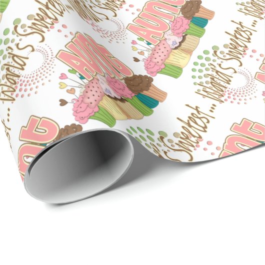 Wereldwijde tante Cupcake Edition Pattern Cadeaupapier (Rol Hoek)