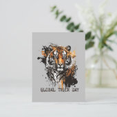 Wereldwijde tijgerdag, grunge tijger briefkaart (Staand voorkant)