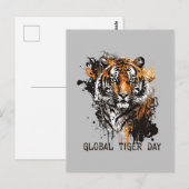 Wereldwijde tijgerdag, grunge tijger briefkaart (Voorkant / Achterkant)
