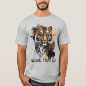 Wereldwijde tijgerdag, grunge tijger t-shirt (Voorkant)