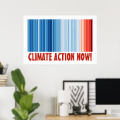 Wereldwijde Warming Stripes Klimaatverandering Aar Poster (Thuiskantoor)