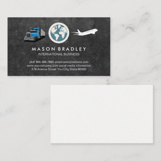 Wereldwijde Wereldbol | Semi Truck | Luchtvliegtui Visitekaartje (Voorkant / Achterkant)