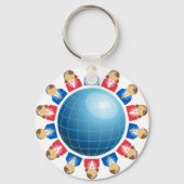 Wereldwijde zakelijke Mannen en vrouwelijke Sleute Sleutelhanger (Voorkant)