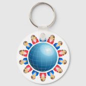 Wereldwijde zakelijke Mannen en vrouwelijke Sleute Sleutelhanger (Achterkant)