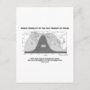 Wereldwijde zichtbaarheid van de Venusovergang 201 Briefkaart