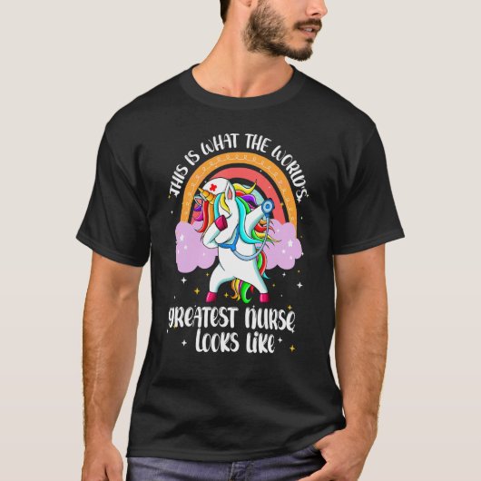 Wereldwijde zuster Rn zuster Nursing Unicorn Rainb T-shirt (Voorkant)