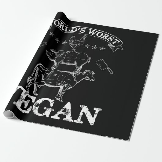 Wereldwijden slechtste veen vlees BBQ Koe kippen v Cadeaupapier (Uitgerold)