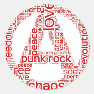 Wereldwolk in anarchievorm ronde sticker