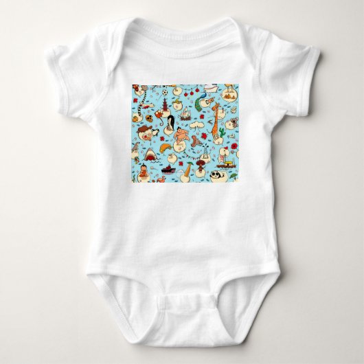Wereldwonderen: kleurrijk blauw patroon. romper (Voorkant)