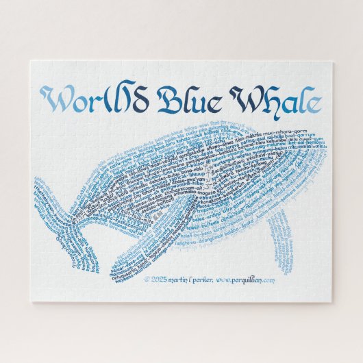 Wereldwoord blauwe vinvis puzzel (Horizontaal)