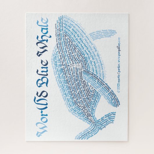 Wereldwoord blauwe vinvis puzzel legpuzzel (Verticaal)