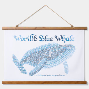 Wereldwoord blauwe vinvis tapijt hangend wandkleed