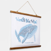 Wereldwoord blauwe vinvis tapijt hangend wandkleed (Gebogen)