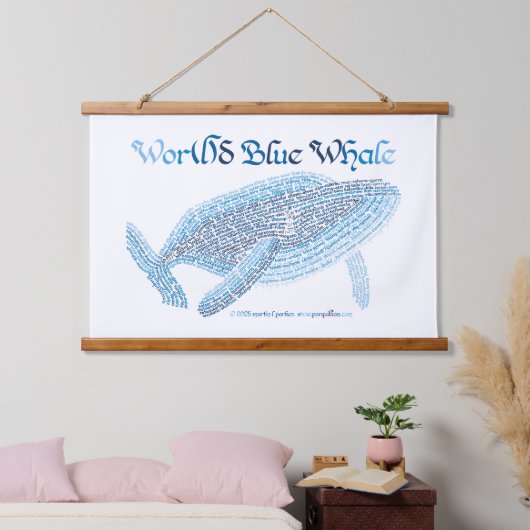 Wereldwoord blauwe vinvis tapijt hangend wandkleed (Slaapkamer)