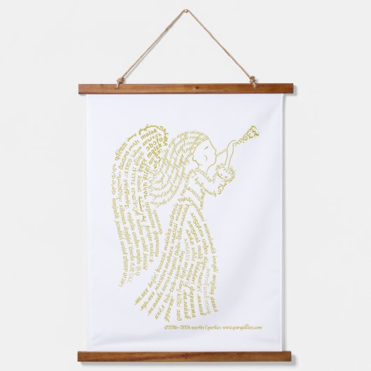 Wereldwoord engel wandtapijt hangend wandkleed (Voorkant)