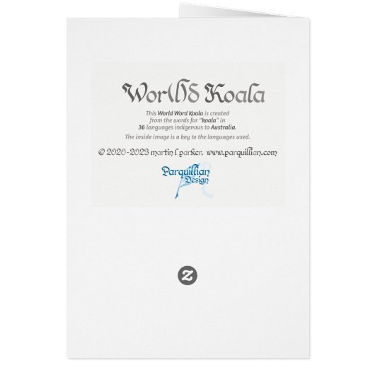 Wereldwoord Koala Kaart (Achterkant)