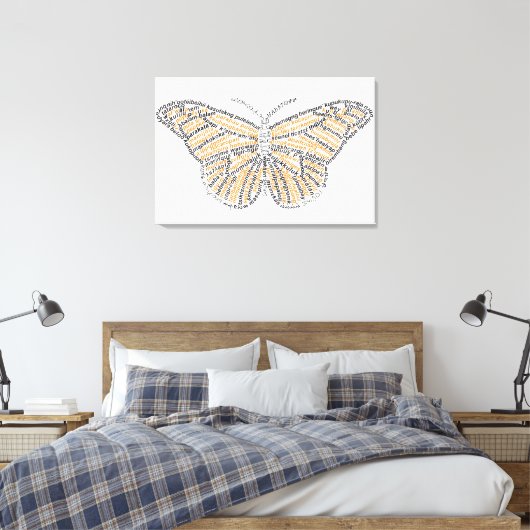 Wereldwoord Monarch Vlinder Canvas Print (Insitu (Slaapkamer))