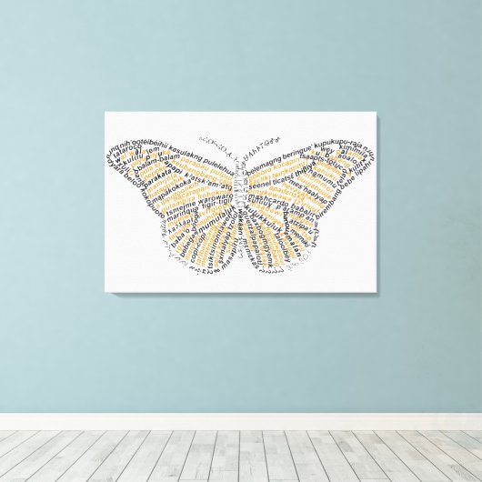 Wereldwoord Monarch Vlinder Canvas Print (Insitu (Houten vloer))