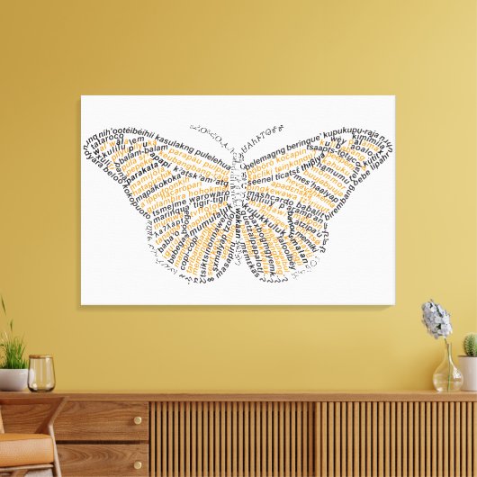 Wereldwoord Monarch Vlinder Canvas Print (Insitu (Woonkamer))