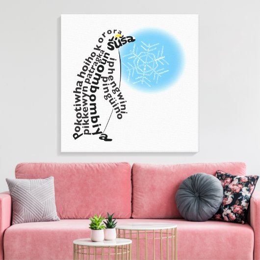 Wereldwoord Pinguïn Canvas Print (Insitu (Woonkamer))