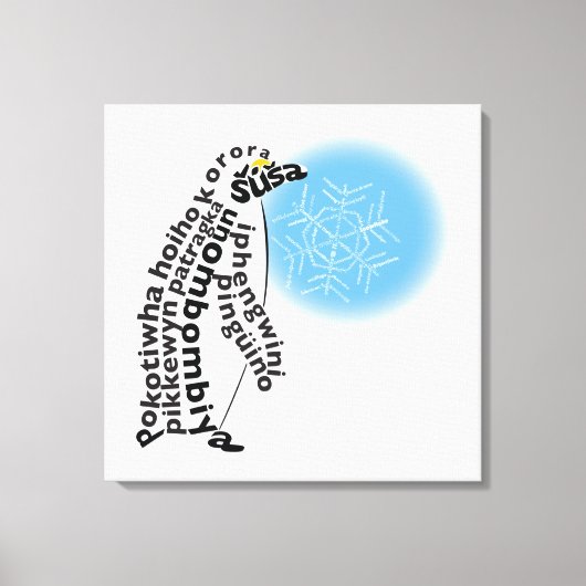 Wereldwoord Pinguïn Canvas Print (Voorkant)