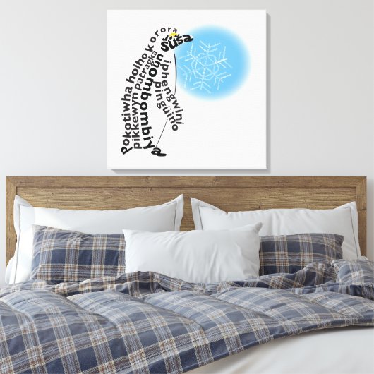 Wereldwoord Pinguïn Canvas Print (Insitu (Slaapkamer))