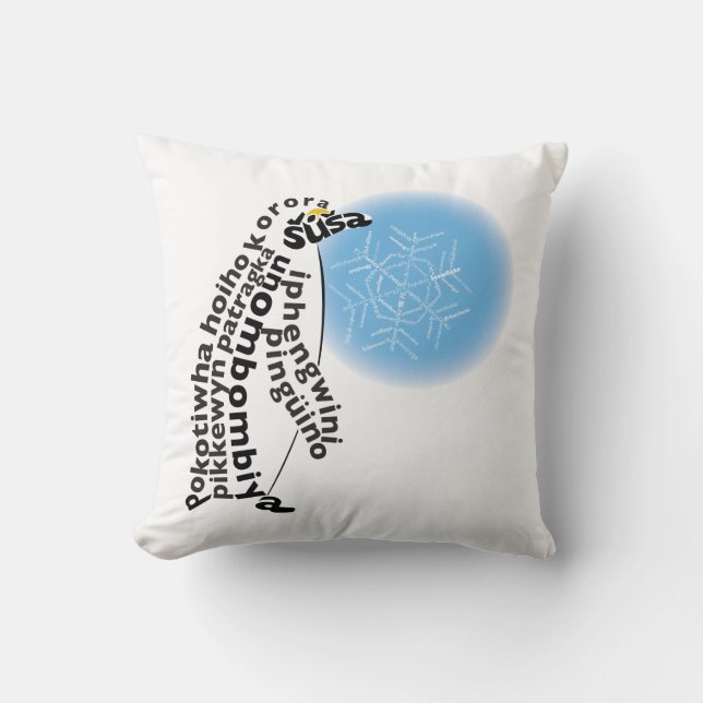 Wereldwoord Pinguïn Kussen (Voorkant)