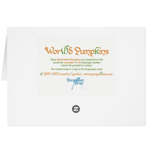 Wereldwoord pompoenen Kaart (Achterkant Horizontaal)