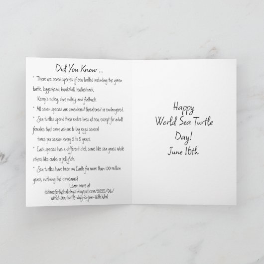 Wereldzeeschildpaddendag is 16 juni kaart (Binnen)