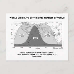 wereldzichtbaarheid van de doorvoer van Venus in 2 Briefkaart