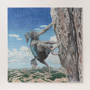 Wererat Meisje Rock Klimmen Grote Fantasy Puzzel