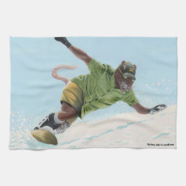 Wererat Snowboarder Fantasy Art Keuken Handdoek