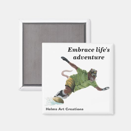 Wererat Snowboarder Sport Fantasy Button Magnet (Voorkant / Achterkant)