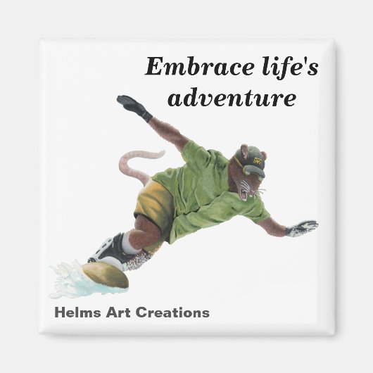 Wererat Snowboarder Sport Fantasy Button Magnet (Voorkant)