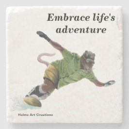 Wererat Snowboarder Sport Fantasy Stone Onderzette Stenen Onderzetter