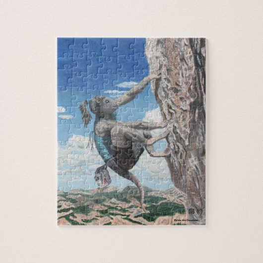 Wererat Vrouw Rock Klimmen Kleine Fantasy Puzzel (Verticaal)