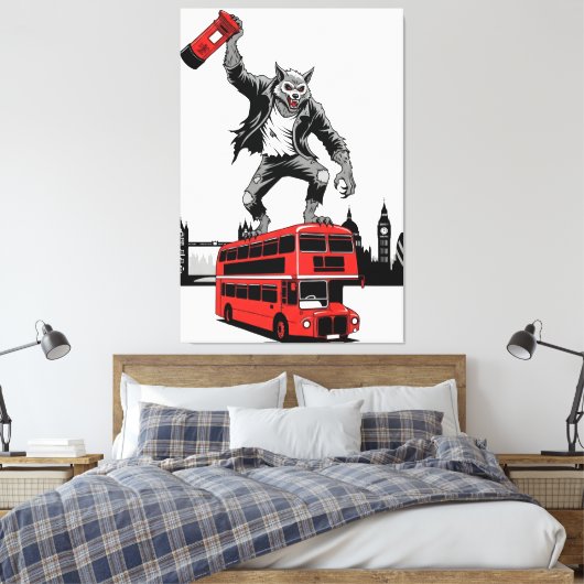 Werewolf canvas for fans of cult movie Werewolves. Afdruk (Insitu (Slaapkamer))